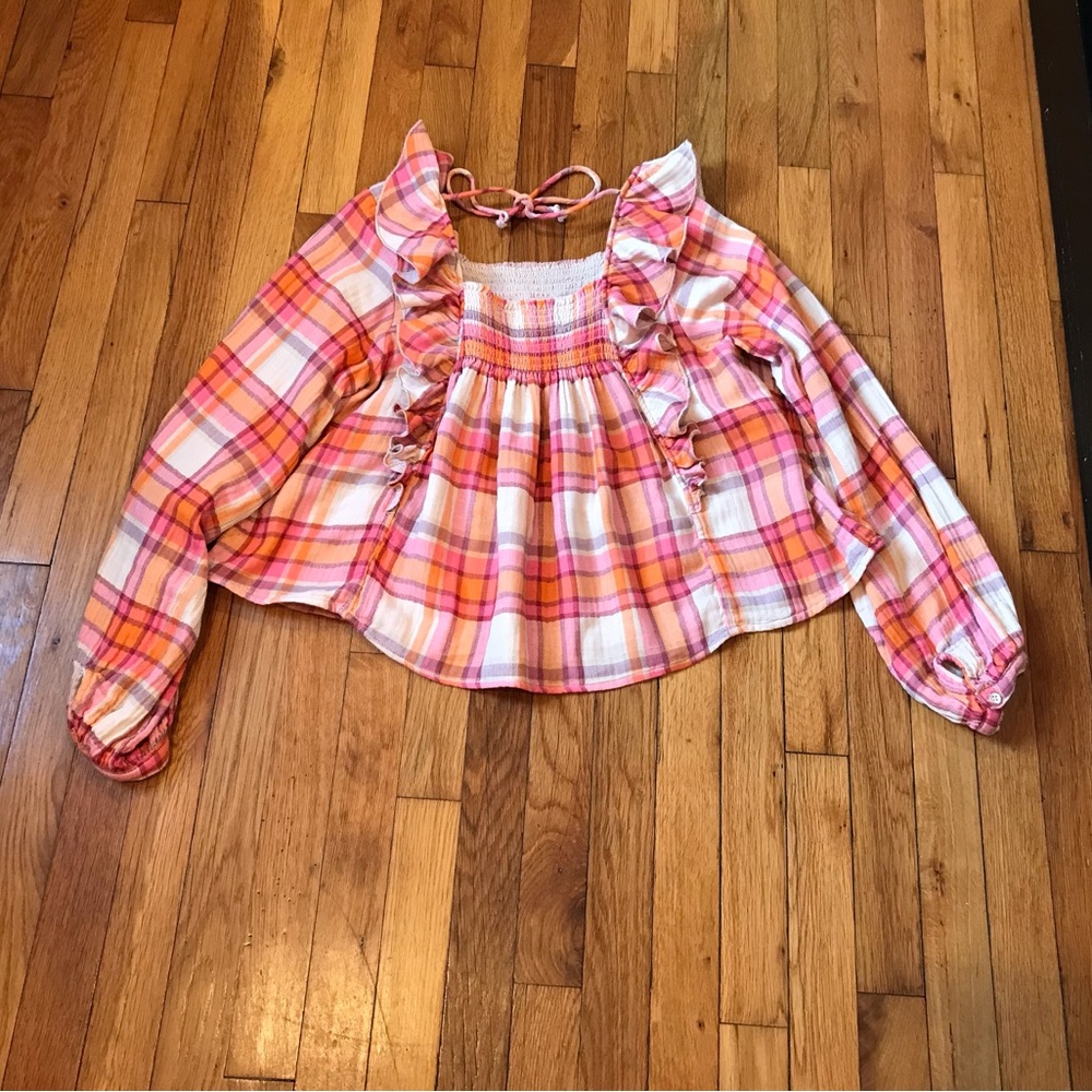 Like New FALL Free People Flannel Smock Top